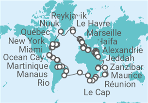 Itinéraire -  Tour du Monde 2024 MSC - MSC Croisières