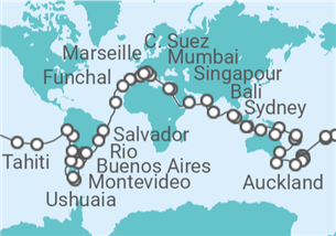 Itinéraire -  Tour du Monde 2023 MSC Magnifica - MSC Croisières