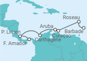 Itinéraire -  Curaçao, Aruba, Colombie, Costa Rica, Panama - Explora Journeys