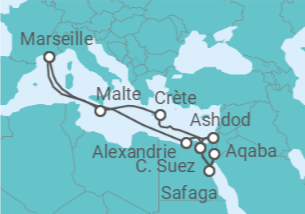 Itinéraire -  Égypte, Suez et Jordanie - CFC Compagnie Française de Croisières