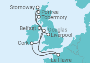 Itinéraire -  Trésors des Îles Britanniques - CFC Compagnie Française de Croisières