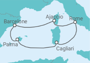 Itinéraire -  Espagne, Italie, France - AIDA