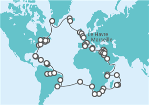 Itinéraire -  Tour du Monde 2024 MSC - MSC Croisières