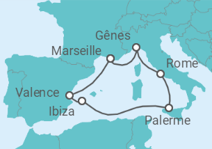 Itinéraire -  Italie et Espagne  - MSC Croisières