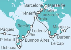 Itinéraire -  Tour du Monde  Costa - Costa Croisières
