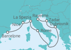 Itinéraire -  Croatie, Monténégro, Italie, France - Royal Caribbean