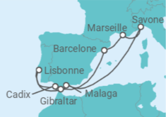 Itinéraire -  France, Italie, Espagne, Portugal, Gibraltar - Costa Croisières