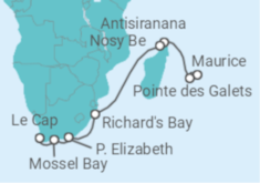 Itinéraire -  Ile de la Réunion, Madagascar, Afrique Du Sud - Norwegian Cruise Line