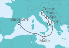 Itinéraire -  Malte, Italie, Croatie - Cunard