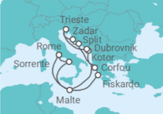 Itinéraire -  Grèce, Monténégro, Croatie, Italie, Malte - Cunard