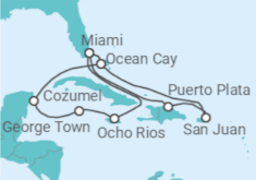 Itinéraire -  Jamaique, Iles Caiman, Mexique, États-Unis, Porto Rico - MSC Croisières