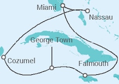 Itinéraire -  Jamaique, Iles Caiman, Mexique, Bahamas - MSC Croisières