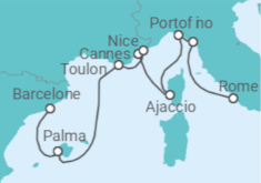 Itinéraire -  Italie, France, Espagne - Royal Caribbean