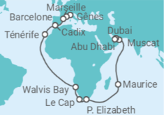 Itinéraire -  De Gênes (Italie) à Abu Dhabi (EAU) - Costa Croisières