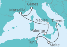 Itinéraire -  Malte, Tunisie, Italie, France - Costa Croisières