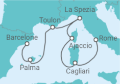 Itinéraire -  Espagne, France, Italie - Virgin Voyages