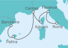 Itinéraire -  Espagne, France, Italie - Virgin Voyages