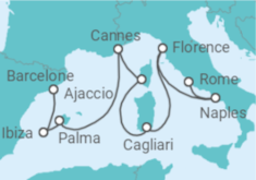 Itinéraire -  Espagne, France, Italie - Virgin Voyages