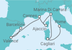 Itinéraire -  Italie, France, Espagne - Virgin Voyages