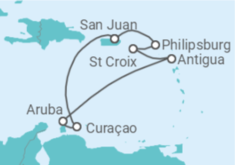 Itinéraire -  Curaçao, Aruba, Antigua et Barbuda, Saint Martin - Virgin Voyages