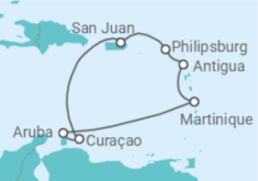 Itinéraire -  Curaçao, Aruba, Martinique, Antigua et Barbuda, Saint Martin - Virgin Voyages