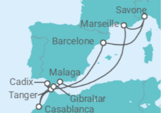 Itinéraire -  Italie, Espagne, Maroc, Gibraltar - Costa Croisières