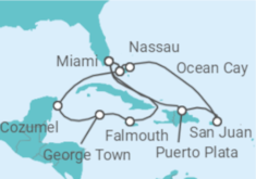 Itinéraire -  Porto Rico, Bahamas, États-Unis, Jamaique, Iles Caiman, Mexique - MSC Croisières