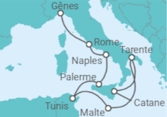 Itinéraire -  Italie, Malte, Tunisie - Costa Croisières