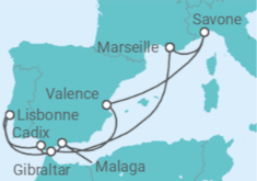 Itinéraire -  France, Gibraltar, Portugal, Espagne - Costa Croisières