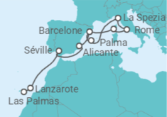 Itinéraire -  Espagne, Italie, France - AIDA