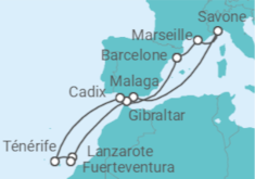 Itinéraire -  France, Italie, Espagne, Gibraltar - Costa Croisières