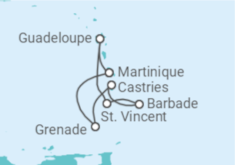 Itinéraire -  Barbade, Sainte Lucie, Martinique - MSC Croisières