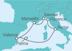 Itinéraire -  Espagne, France, Italie - Costa Croisières