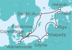 Itinéraire -  Allemagne, Pologne, Lituanie, Lettonie, Estonie, Finlande, Suède - MSC Croisières