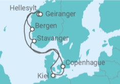 Itinéraire -  Terre des Vikings 2025 - Départ Kiel - Costa Croisières