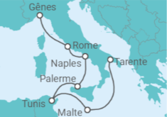 Itinéraire -  Malte, Tunisie, Italie - Costa Croisières