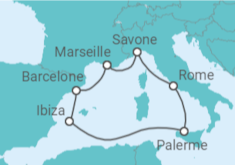 Itinéraire -  Beauté de la Méditerranée 2025 - Costa Croisières