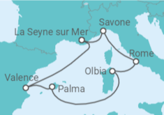 Itinéraire -  Espagne, Italie - Costa Croisières