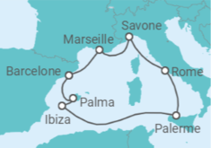 Itinéraire -  France, Espagne, Italie - Costa Croisières