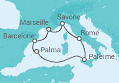 Itinéraire -  Espagne, Italie, France - Costa Croisières