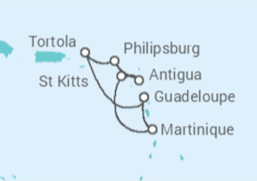 Itinéraire -  Guadeloupe, Iles Vierges Britanniques, Saint Martin, Antigua et Barbuda - Costa Croisières