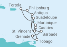 Itinéraire -  Iles Vierges Britanniques, Saint Martin, Antigua et Barbuda, Sainte Lucie, Martinique, Guadeloupe... - Costa Croisières