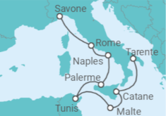 Itinéraire -  Italie, Tunisie, Malte - Costa Croisières