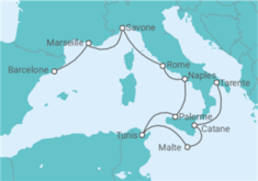 Itinéraire -  France, Italie, Tunisie, Malte - Costa Croisières