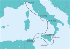 Itinéraire -  Italie, Tunisie, Malte - Costa Croisières