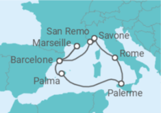 Itinéraire -  Espagne, Italie - Costa Croisières