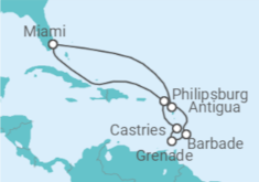 Itinéraire -  Saint Martin, Sainte Lucie, Barbade, Antigua et Barbuda - Celebrity Cruises