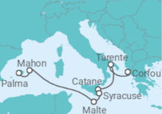 Itinéraire -  Grèce, Italie, Malte, Espagne - AIDA