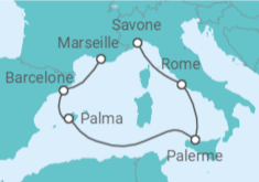 Itinéraire -  Espagne, Italie - Costa Croisières