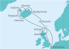 Itinéraire -  Islande, Terre de Feu et de Geysers - CFC Compagnie Française de Croisières